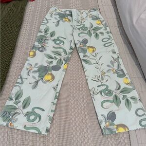 White Fox Lemon Floral Print Women Pants